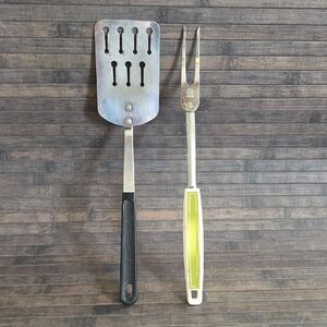 Stainless Steel Spatula and Fork Set with Black Handle